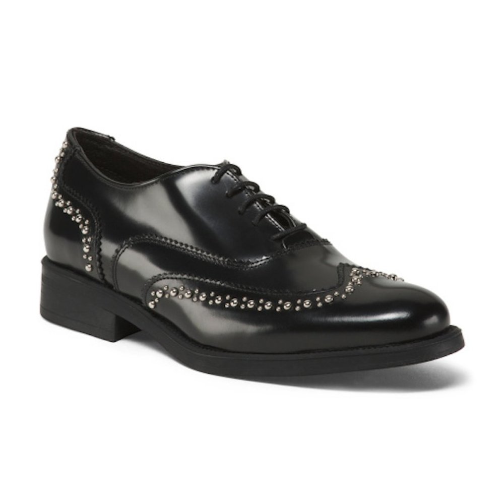Boemos Wingtip Black Embellished Oxford Lace Up
